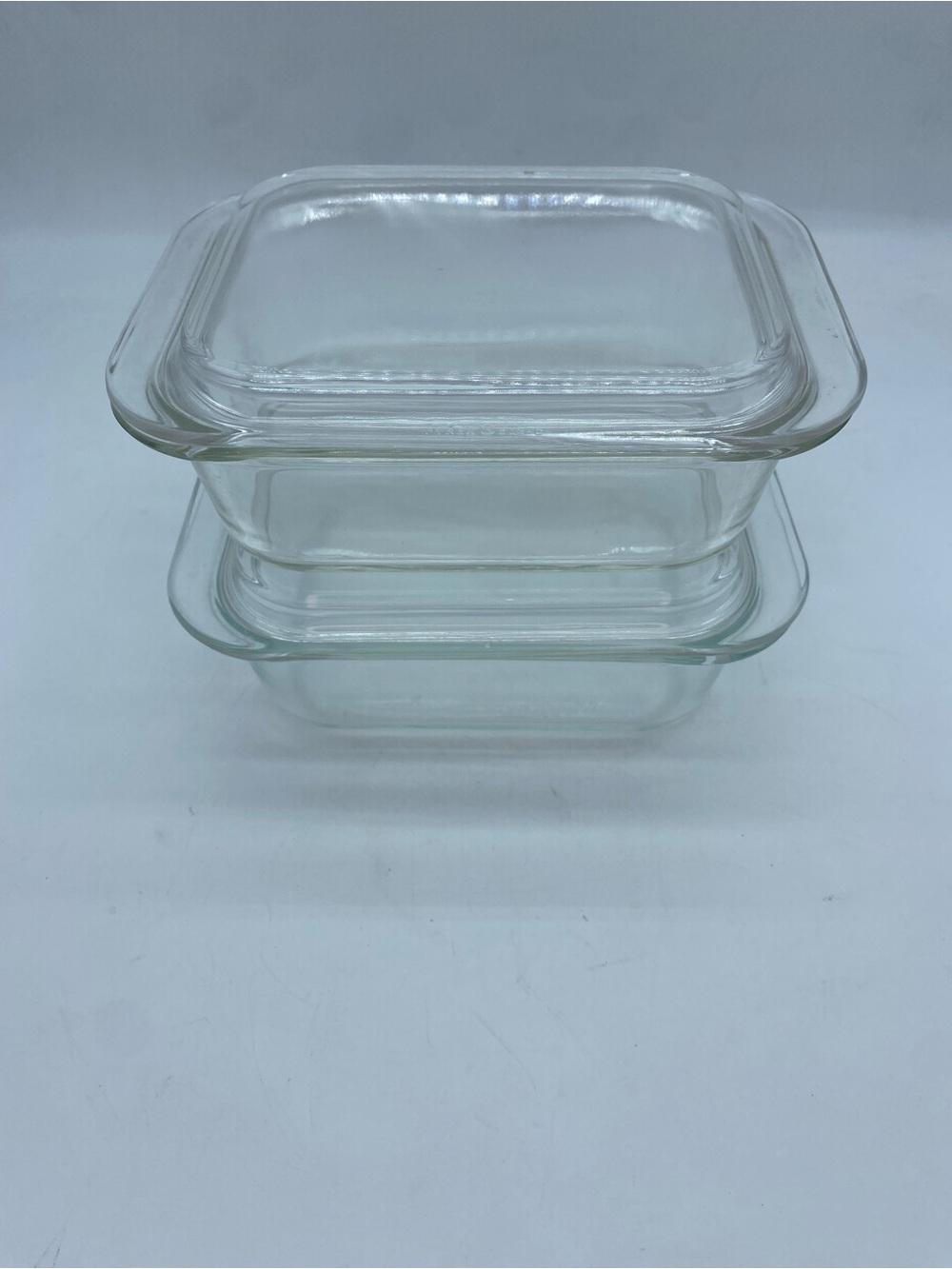 Vintage Pyrex 604-B 2.3Lt Clear Glass Square Baking Dishes an Lids - Transparent